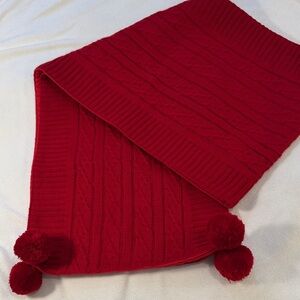 5 for $25 Red sweater knit table runner Pom Poms 72 inches valentines Christmas